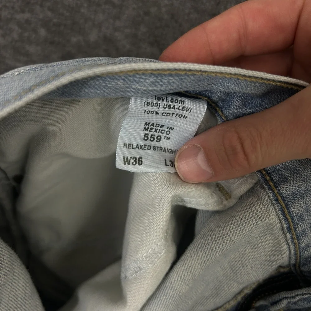 Levis 559 Jeans Mens Actual 34X29 Relaxed Straight Stonewash Washout Grunge Punk
